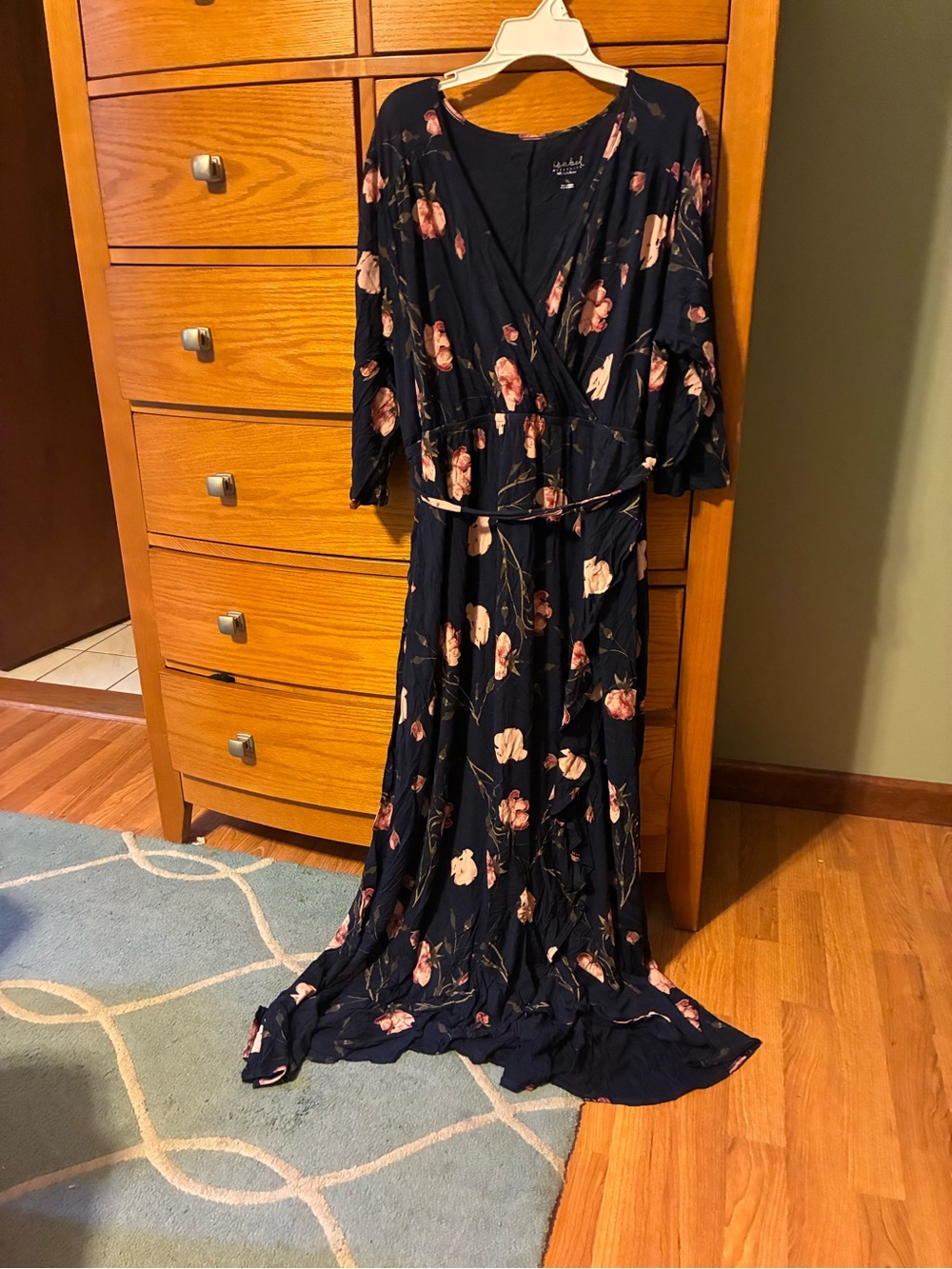 Isabel Maternity by Ingrid & Isabel Navy Floral Wrap Maxi Dress